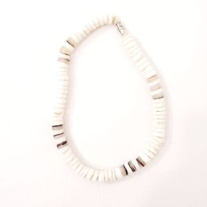 Puka White & Brown Shell Anklet